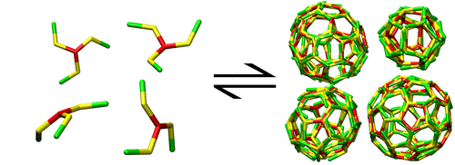 separate clathrins (left) and self-assembled cages (right)