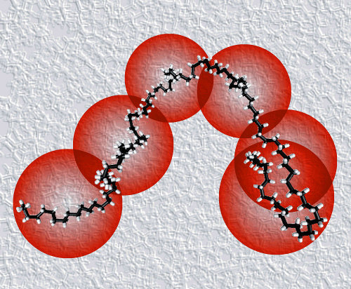 An atomistic polyethylene chain and its coarse-grain representation